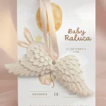 marturie botez aripi inger ceramica alba cu iepuras si balon