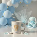 marturie botez baiat cana personalizata cu leut si tul bleu