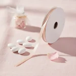 panglica satinata bej pentru marturii nunta si botez, rola 10m