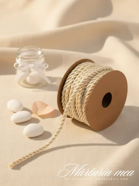 siret rasucit bej auriu pentru marturii DIY, rola 10m