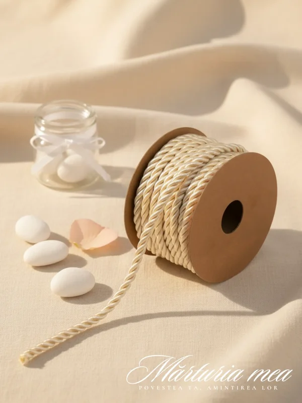 siret rasucit bej auriu pentru marturii DIY, rola 10m