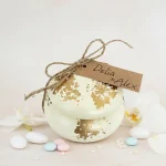 Marturie macaron aurie handmade cu bomboane