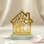 marturie casa familie botez aurie cu suport sticla transparent