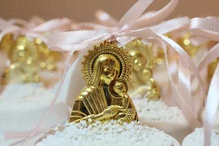 Mărturie Nuntă & Botez – Icoană Auriu Religiouă pe Bază Albă - imagine 2