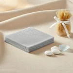 tul argintiu pentru marturii DIY cu glitter, set 25 buc 36x36cm