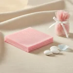 tul roz pentru marturii DIY, set 100 buc 24x24cm