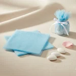 tul bleu pentru marturii DIY, set 100 buc 24x24cm