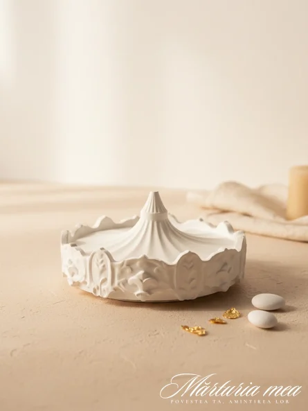 Carusel ceramic alb model regal pentru mărturii botez și nuntă Marturia Mea