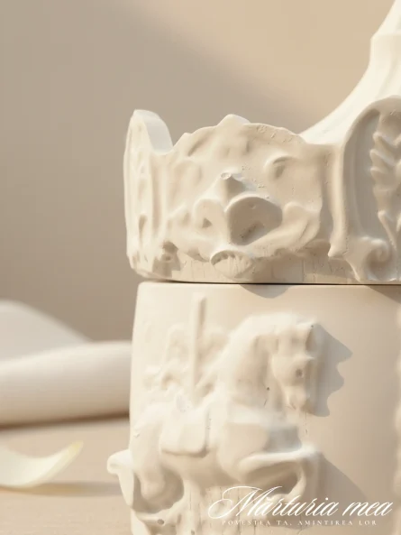 Carusel ceramic alb model regal pentru mărturii botez și nuntă Marturia Mea