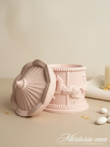 Carusel ceramic roz pentru mărturii botez fetiță Marturia Mea