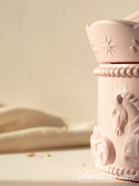 Carusel ceramic roz pentru mărturii botez fetiță Marturia Mea
